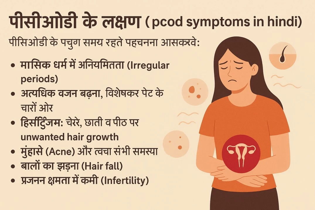 PCOD के लक्षण (pcod symptoms in hindi)